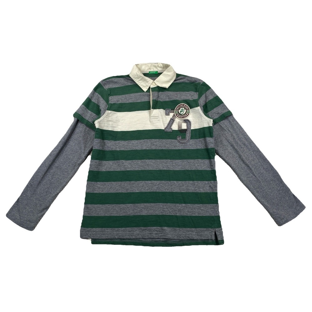 United Colors of Benetton England Rugby Polo Striped Long Sleeve Boy's Read Desc